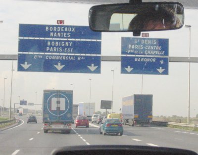Paris Traffic Sign for St Denis, Paris, and Bordeaux.